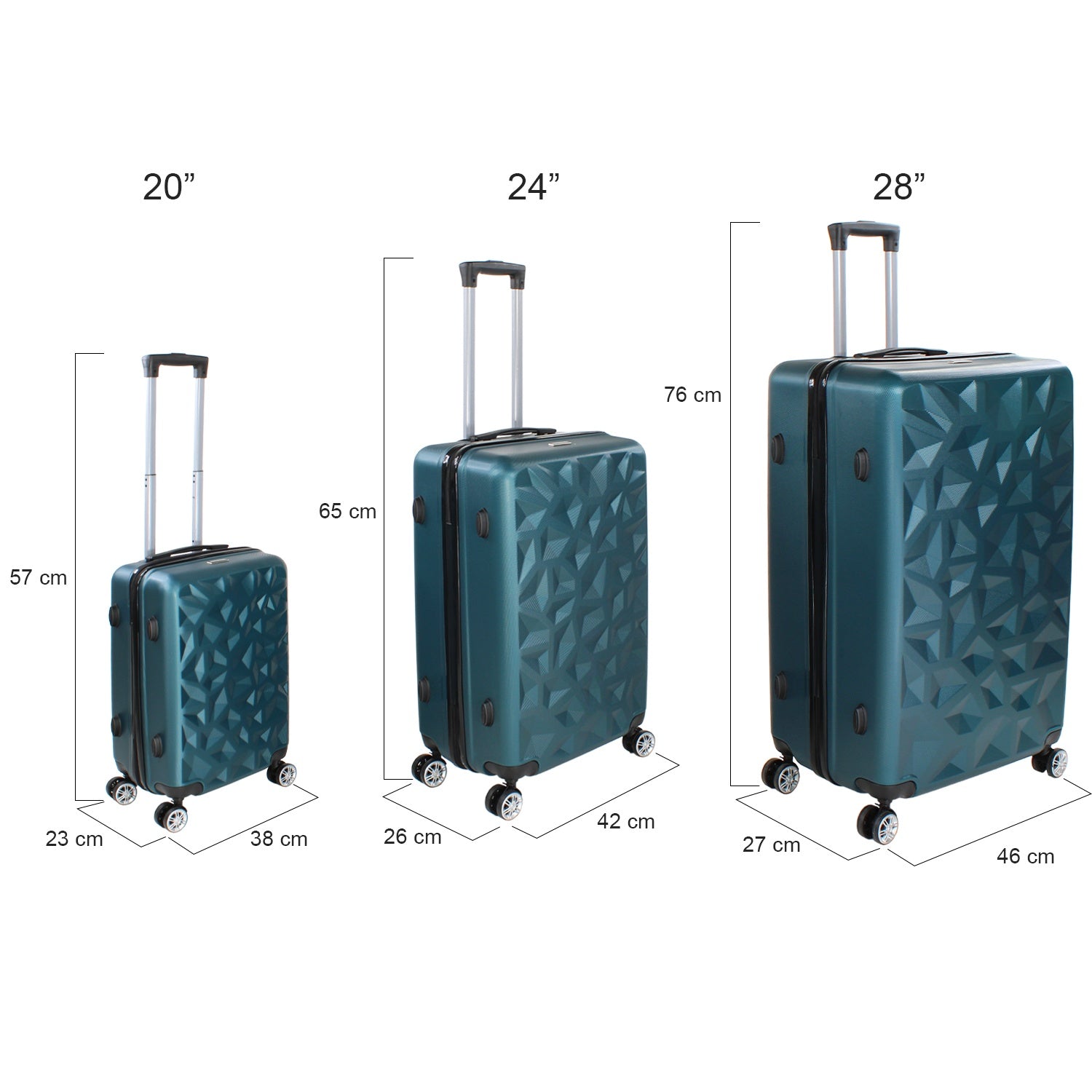 Set Juego 3 Maletas Rigidas Equipaje Viaje 4 Ruedas 360 Azul