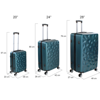 Set Juego 3 Maletas Rigidas Equipaje Viaje 4 Ruedas 360 Azul