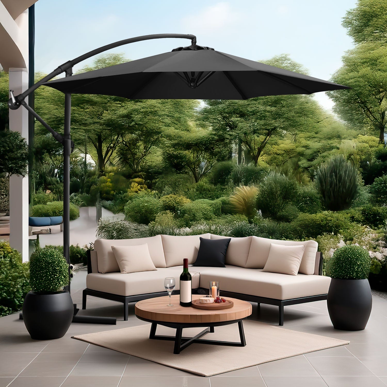 Sombrilla Moderna 2.9 M Jardin Exterior Playa Terraza Negro