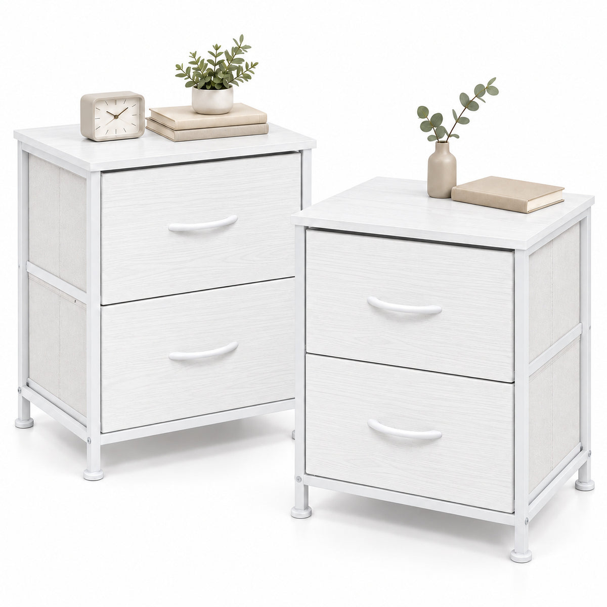 Set De 2 Buros Mesas De Noche 4 Cajones Organizador Acero Nordico