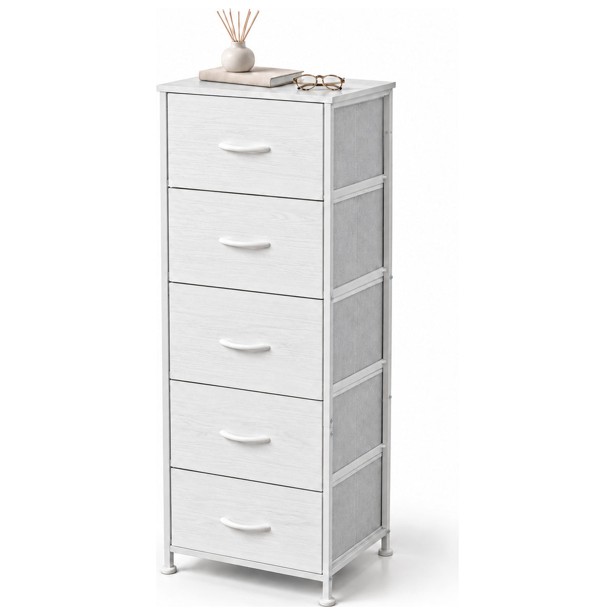 Comoda Cajonera Vertical 5 Cajones Acero Repisa Organizador Nórdico