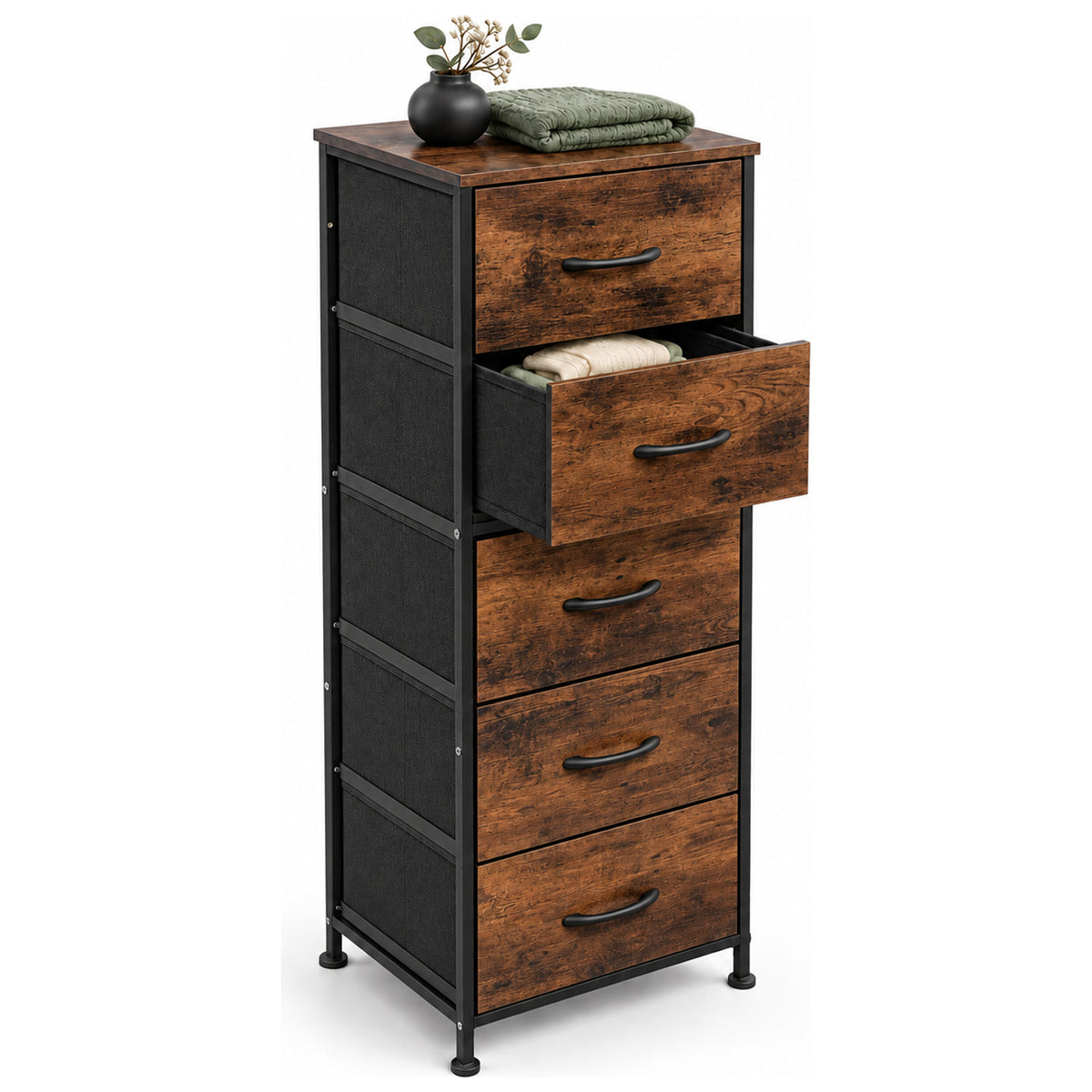 Comoda Cajonera Vertical 5 Cajones Acero Repisa Organizador Country