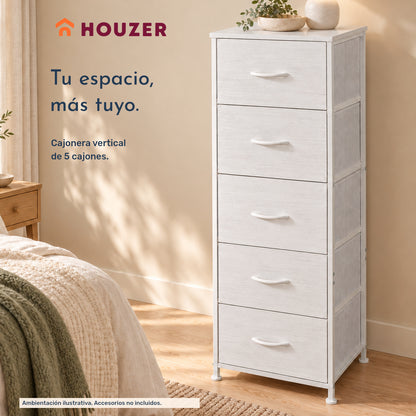 Comoda Cajonera Vertical 5 Cajones Acero Repisa Organizador Nórdico