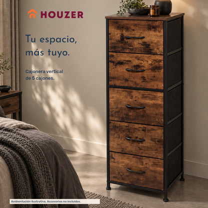 Comoda Cajonera Vertical 5 Cajones Acero Repisa Organizador Country