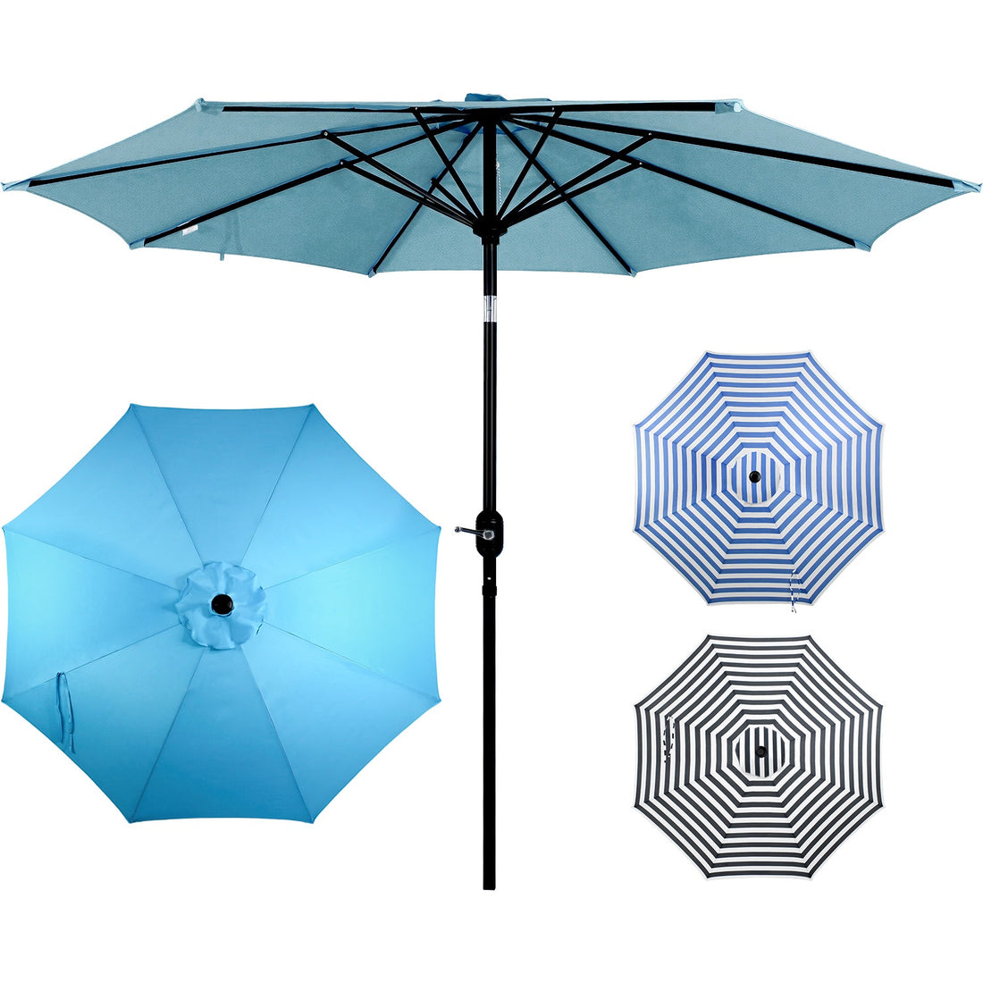 Sombrilla Jardin Exterior Playa 2.70m 45° Inclinacion Color Azul Liso
