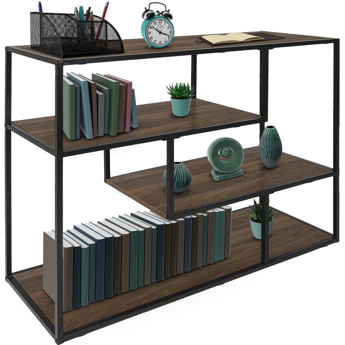 Estante Librero Organizador Mueble 4 Niveles Color Cafe