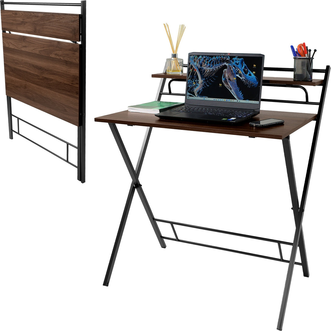 Escritorio Plegable 2 Niveles Mesa Trabajo Hogar Oficina