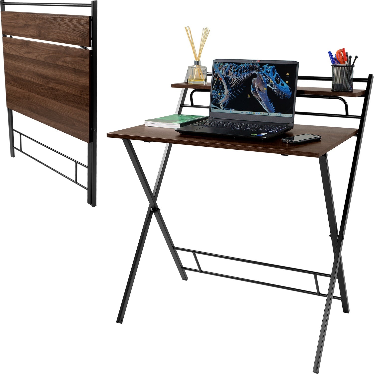 Escritorio Plegable 2 Niveles Mesa Trabajo Hogar Oficina