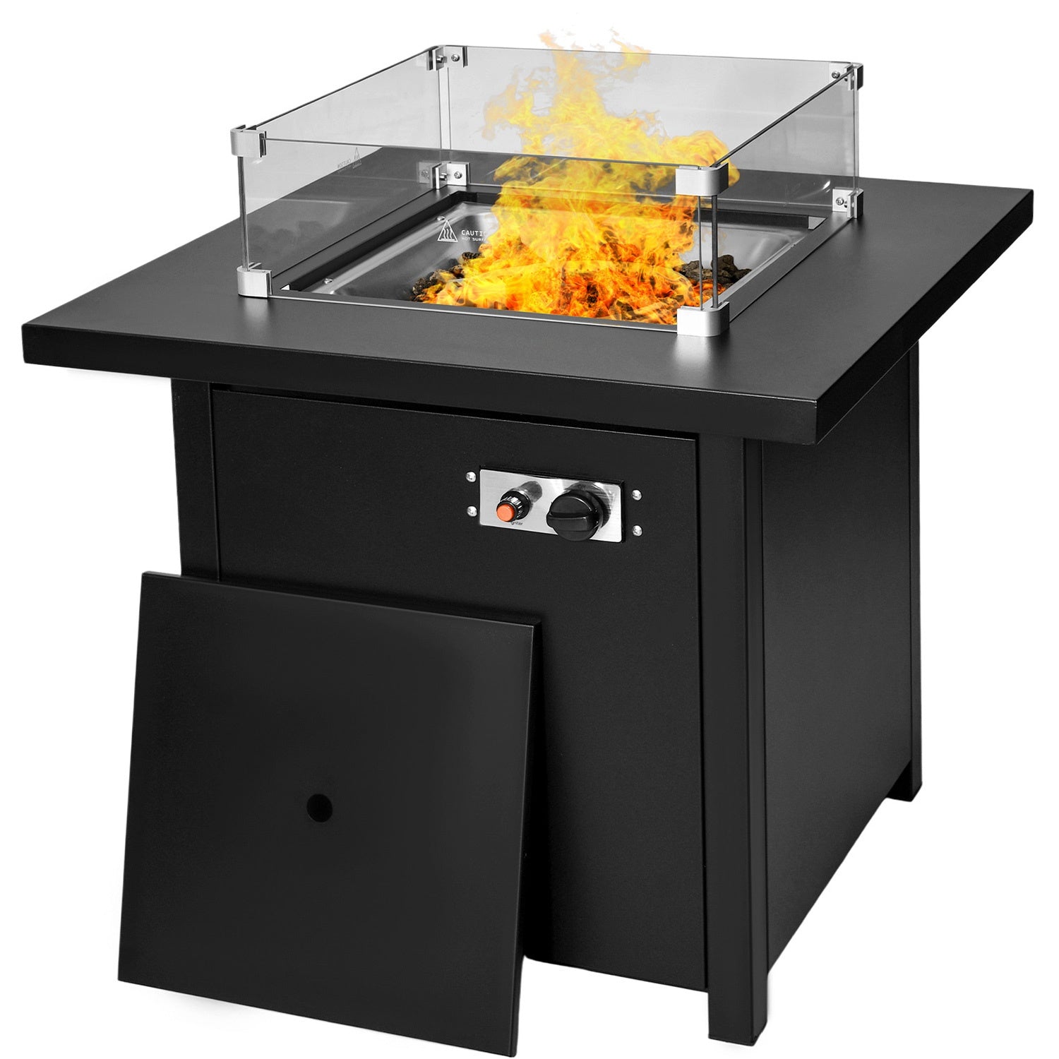 Hoguera Fogata Mesa Calentador Gas Propano 71x71 C/ Cristal Marca Gutstark