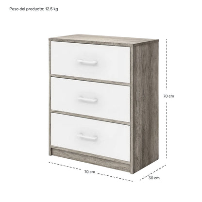 Mueble Comoda Cajonera 3 Cajones Tela Estructura Acero Mdf