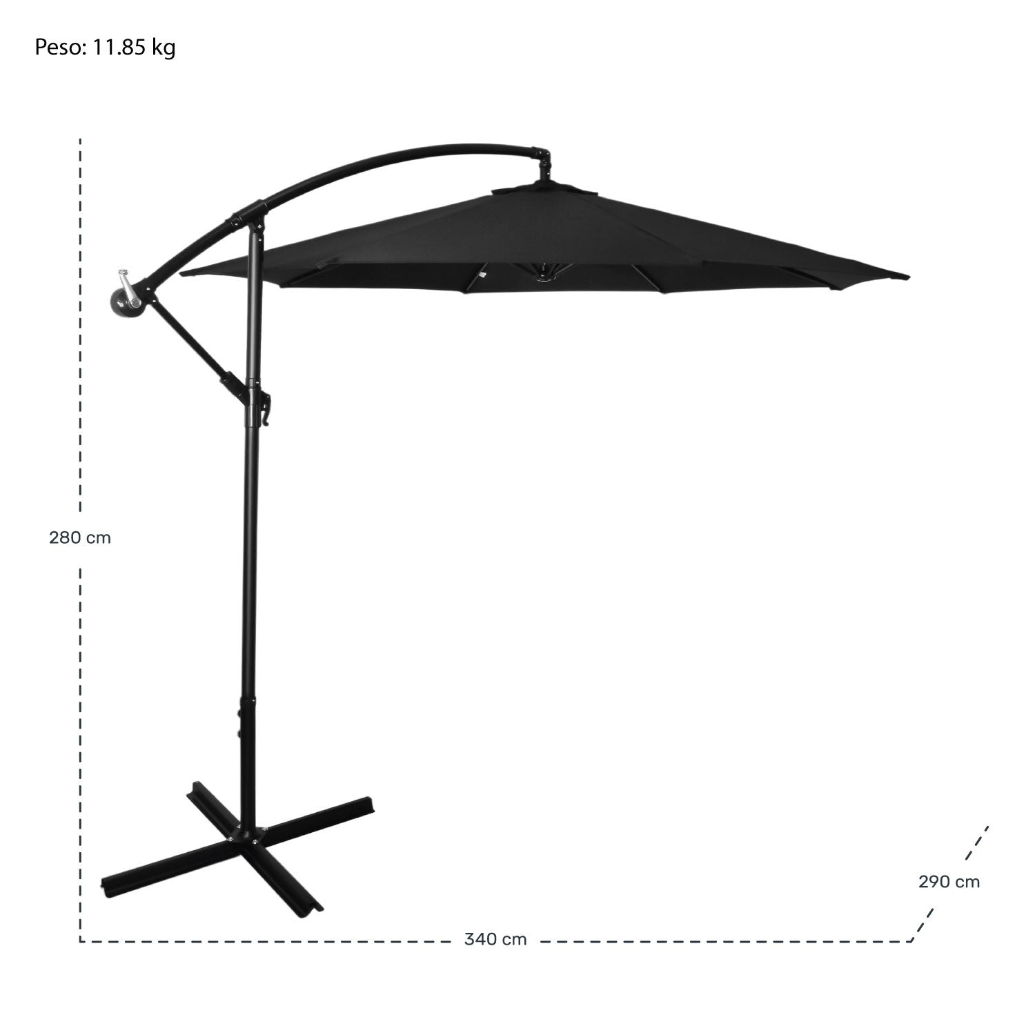 Sombrilla Moderna 2.9 M Jardin Exterior Playa Terraza Negro