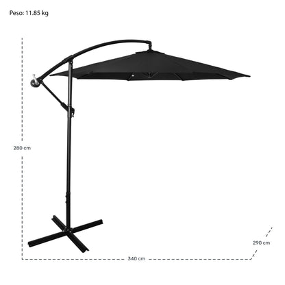 Sombrilla Moderna 2.9 M Jardin Exterior Playa Terraza Negro
