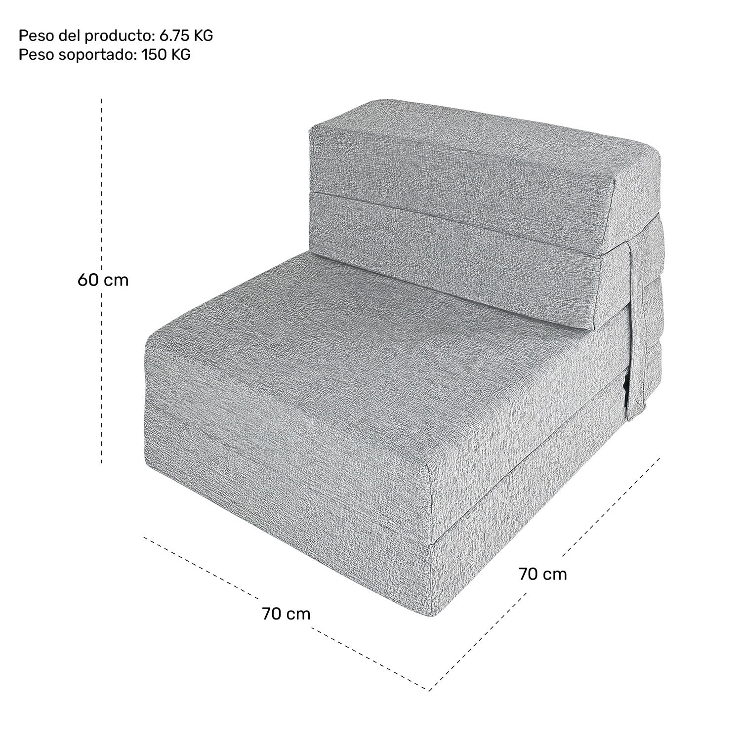 Sillon Sofa Cama Futon Plegable Modular Sala Mueble 3 En 1