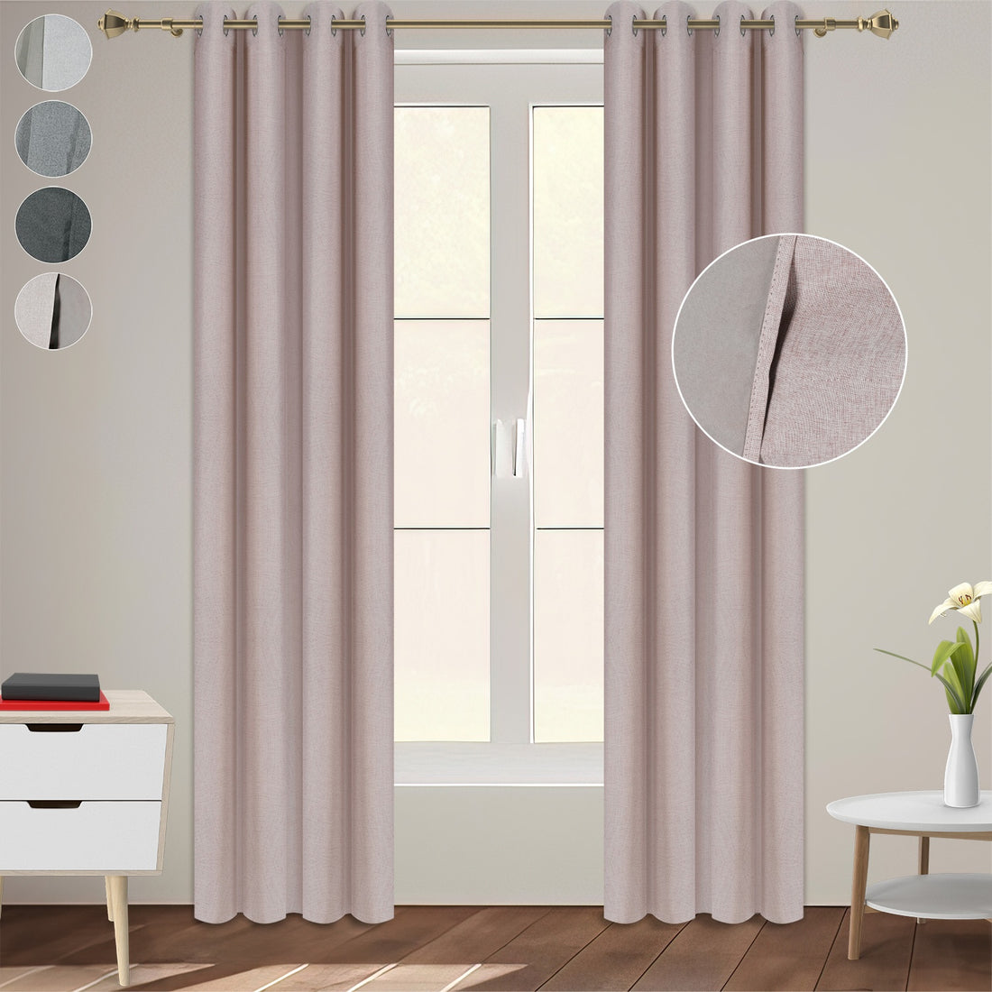 Cortina Blackout Alta Densidad 274 X 213 Cm 2 Piezas Rosa
