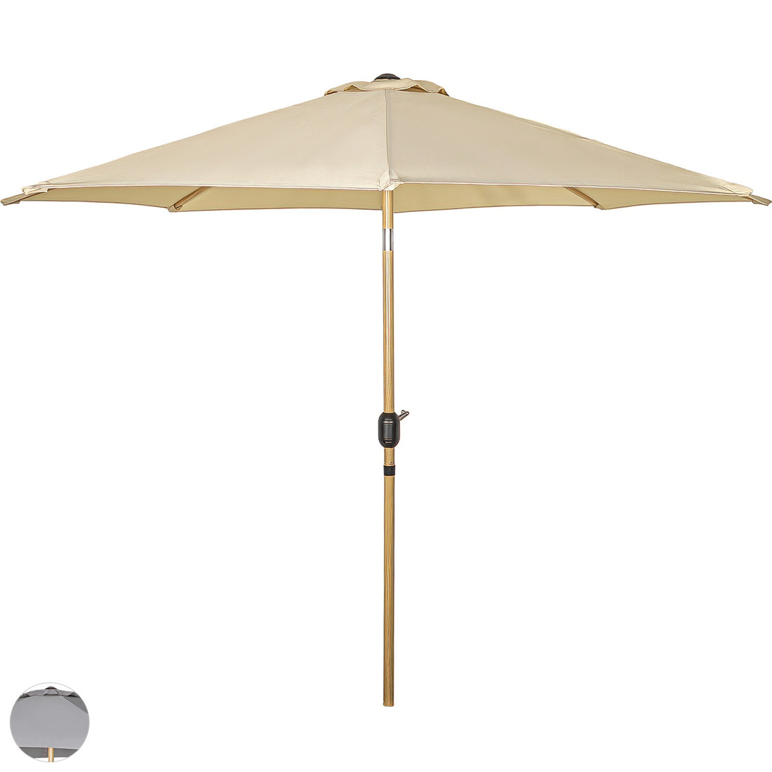 Sombrilla Tipo Madera Jardin Exterior 2.63m Playa Terraza Color Beige