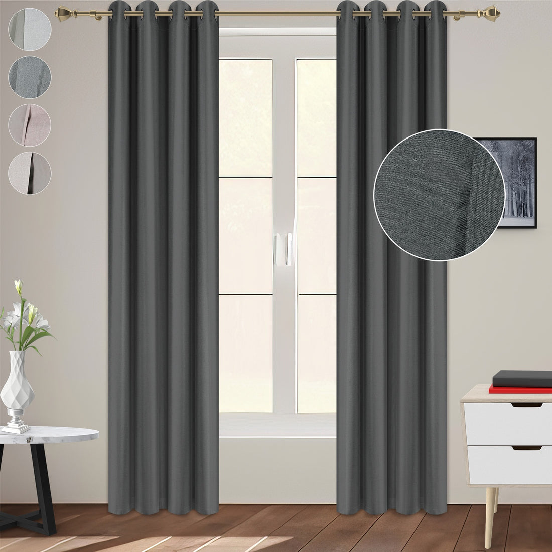 Cortinas Blackout Largas Tejida Hogar 275x216cm 2 Piezas