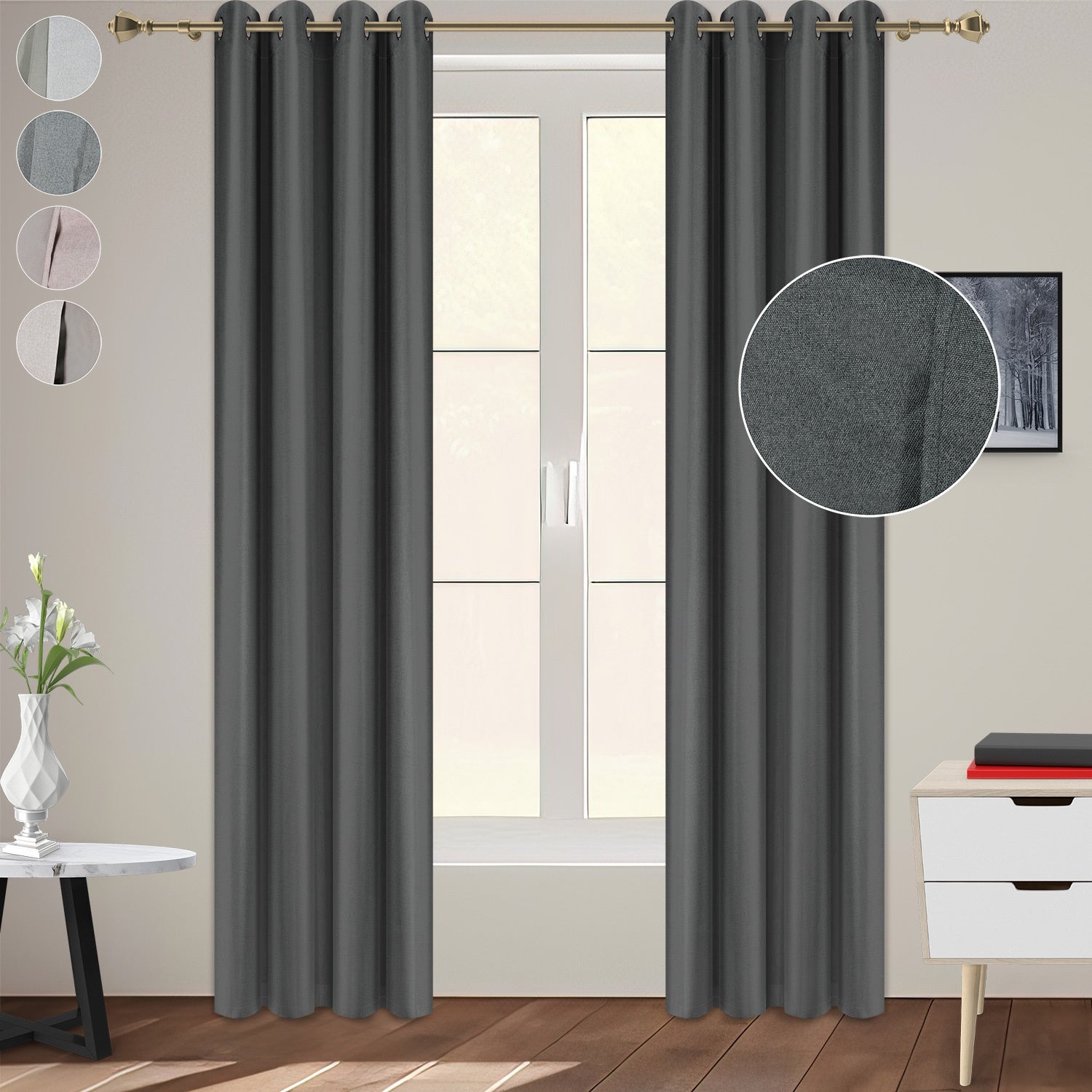Cortinas Blackout Largas Tejida Hogar 275x216cm 2 Piezas