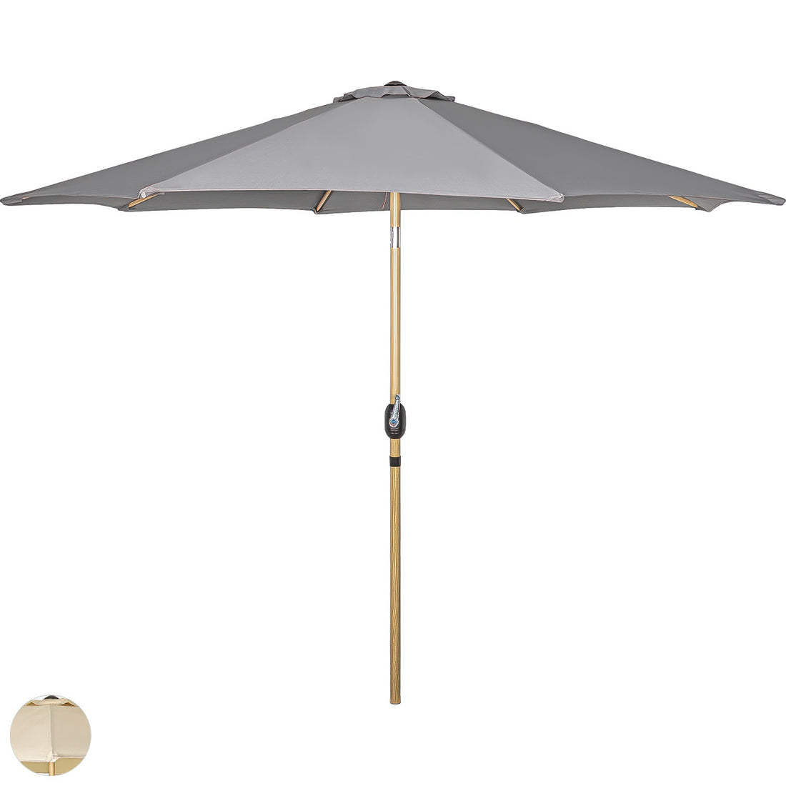 Sombrilla Tipo Madera Jardin Exterior 2.63m Playa Terraza Color Gris Oscuro