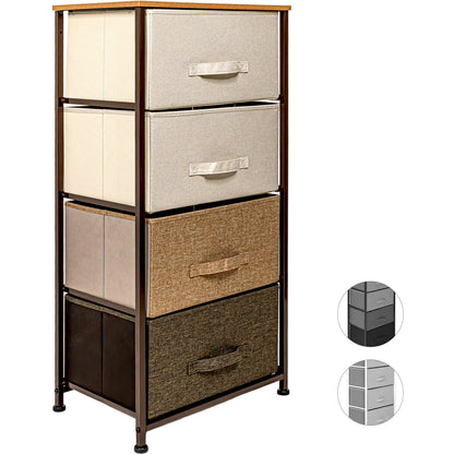 Mueble Buro Organizador Comoda 4 Cajones Tela Moderno Cafe