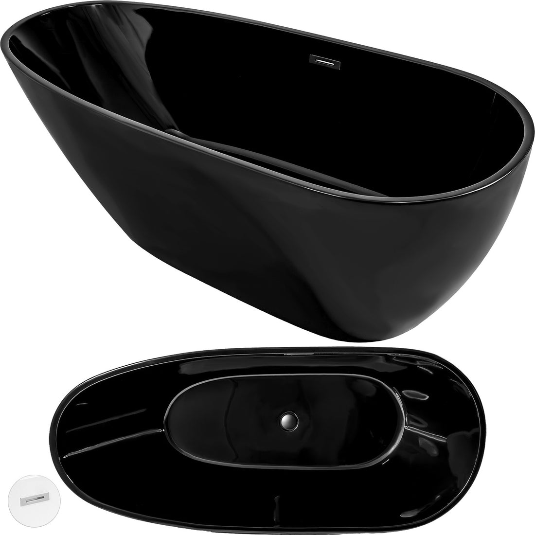 Tina Baño Bañera Fibra Vidrio Lujo Minimalista 283l 169x78 Color Negro