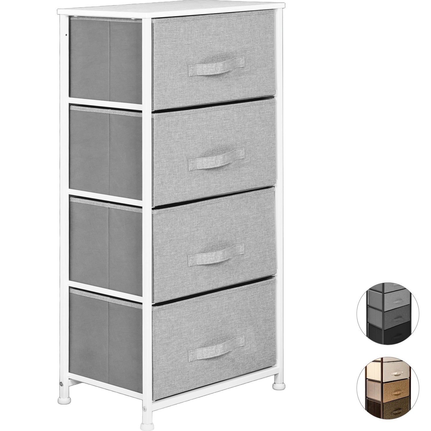 Mueble Buro Organizador Comoda 4 Cajones Tela Moderno Gris