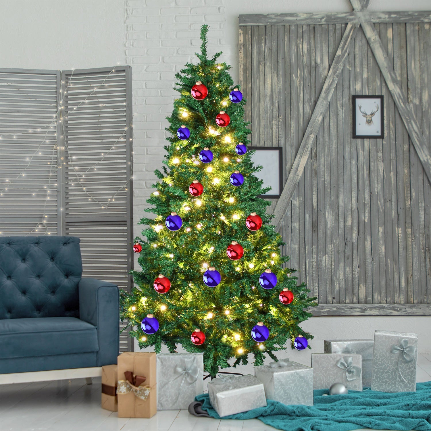 Arbol Navidad Verde Frondoso 2.20 Cm Luces Led 1104 Ramas