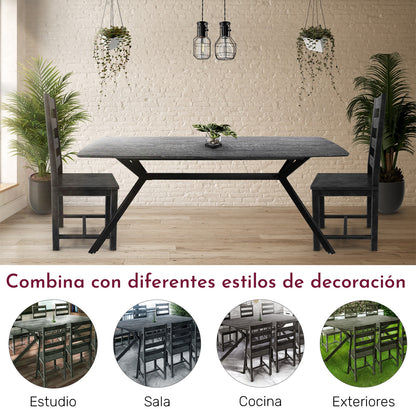 Mesa Comedor 6 Pers Nordico Gris Hogar Lujo 180x90x73