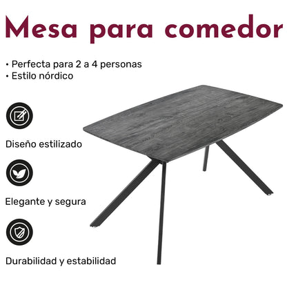 Mesa Comedor Nordico 4pers Gris Casa Hogar Lujo 130x80x74
