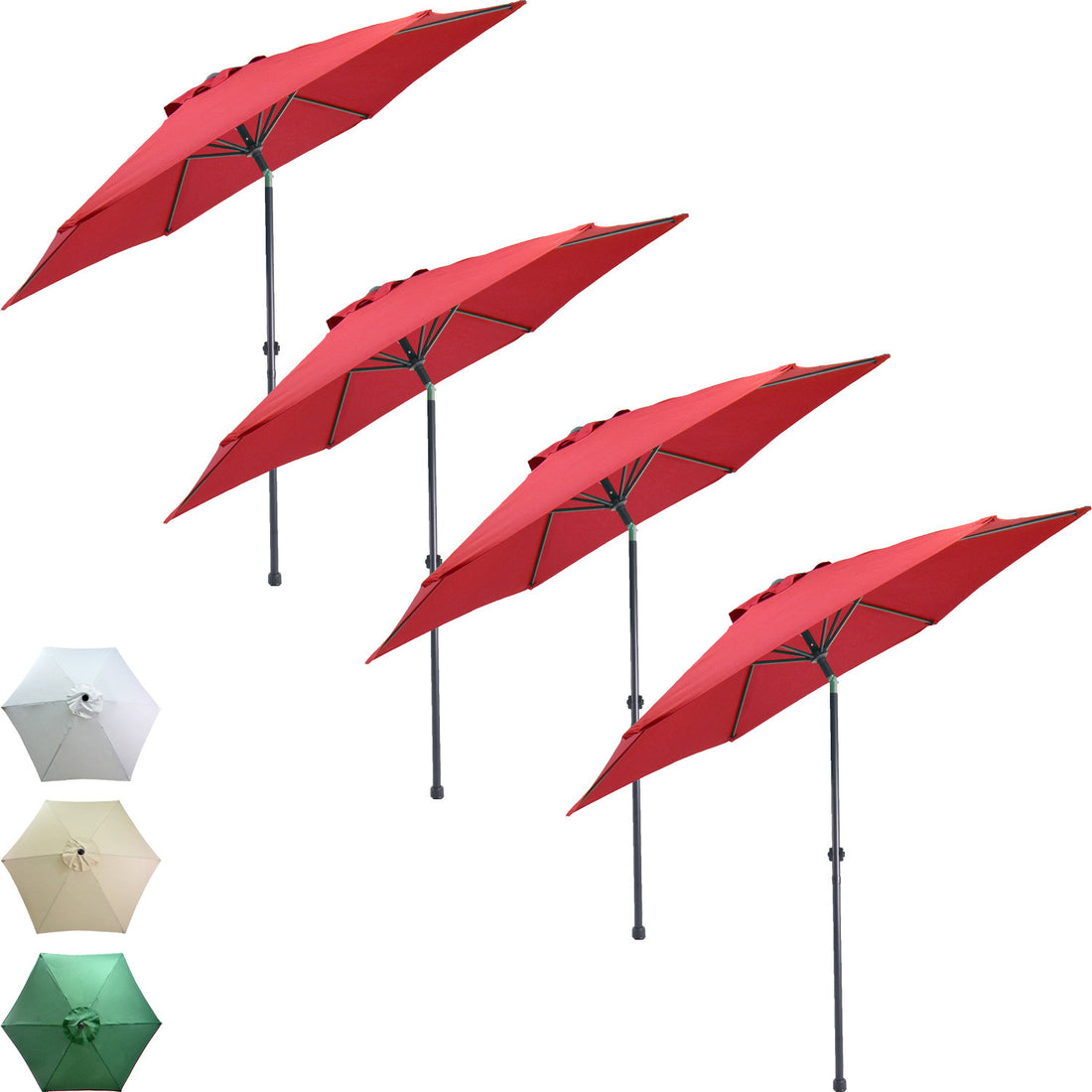 Sombrilla Con Angulo Jardin Playa 2.7 Metros Kit 4 Piezas