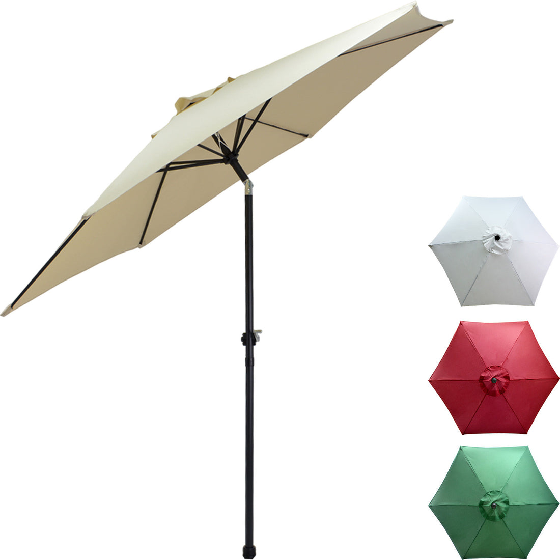 Sombrilla Playa Jardin Angulo 2.7m Sol Inclinacion Manivela Sombrilla Exterior Beige