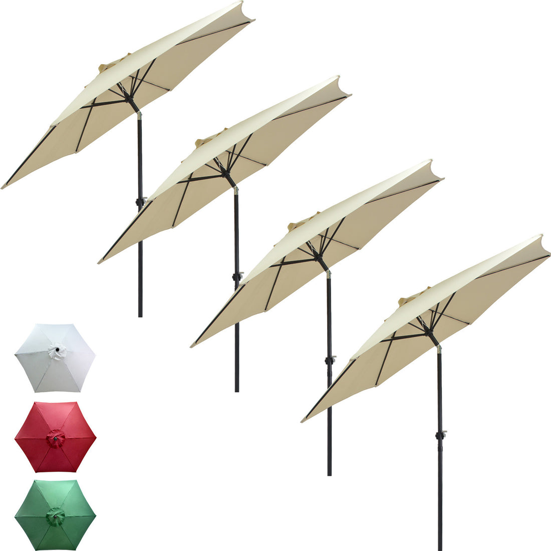 Sombrilla Jardin Playa 2.7 Metros Kit 4 Piezas Con Angulo