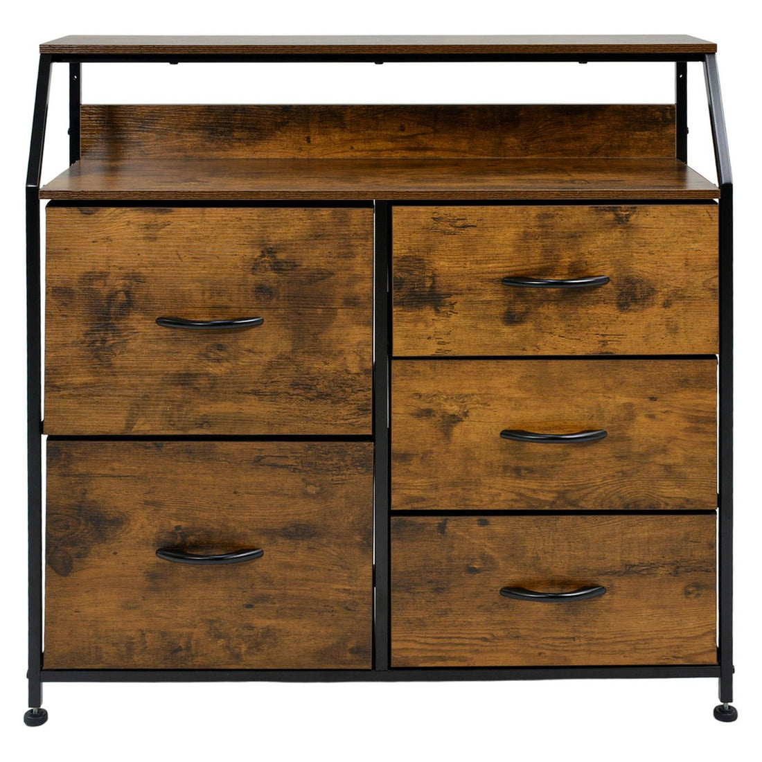 Base Cama Queen Recamara + Comoda 5 Cajones Country Moderno