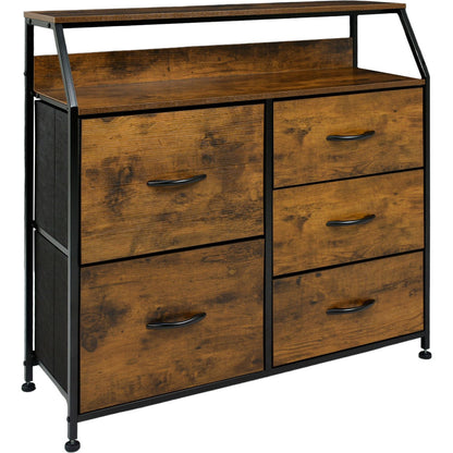 Base Cama Queen Recamara + Comoda 5 Cajones Country Moderno