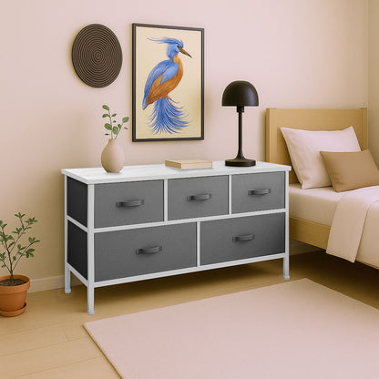 Mueble Buro Organizador Comoda Tela Metal 5 Cajoneras