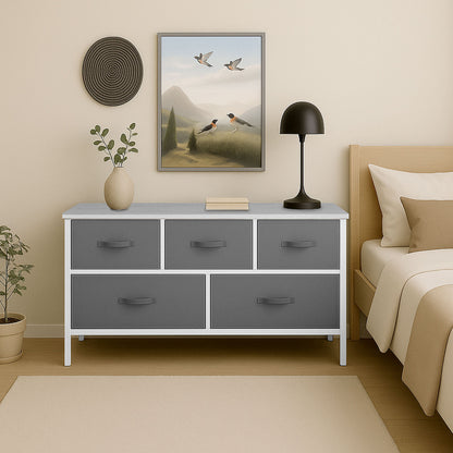 Mueble Buro Organizador Comoda Tela Metal 5 Cajoneras