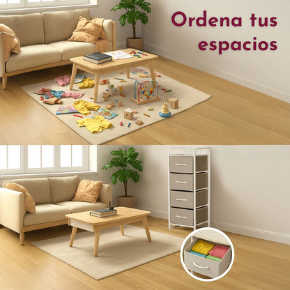 Mueble Buro Torre Mueble Moderno Organizador 4 Cajones Tela