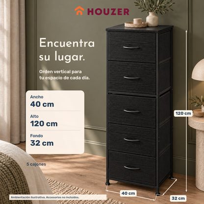 Comoda Cajonera Vertical 5 Cajones Acero Repisa Organizador Volcano