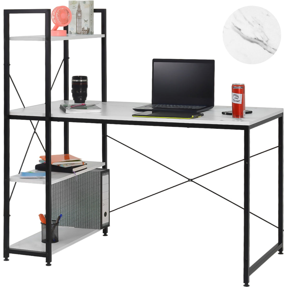 Escritorio Minimalista Metal Oficina Estacion Trabajo Repisa Blanco