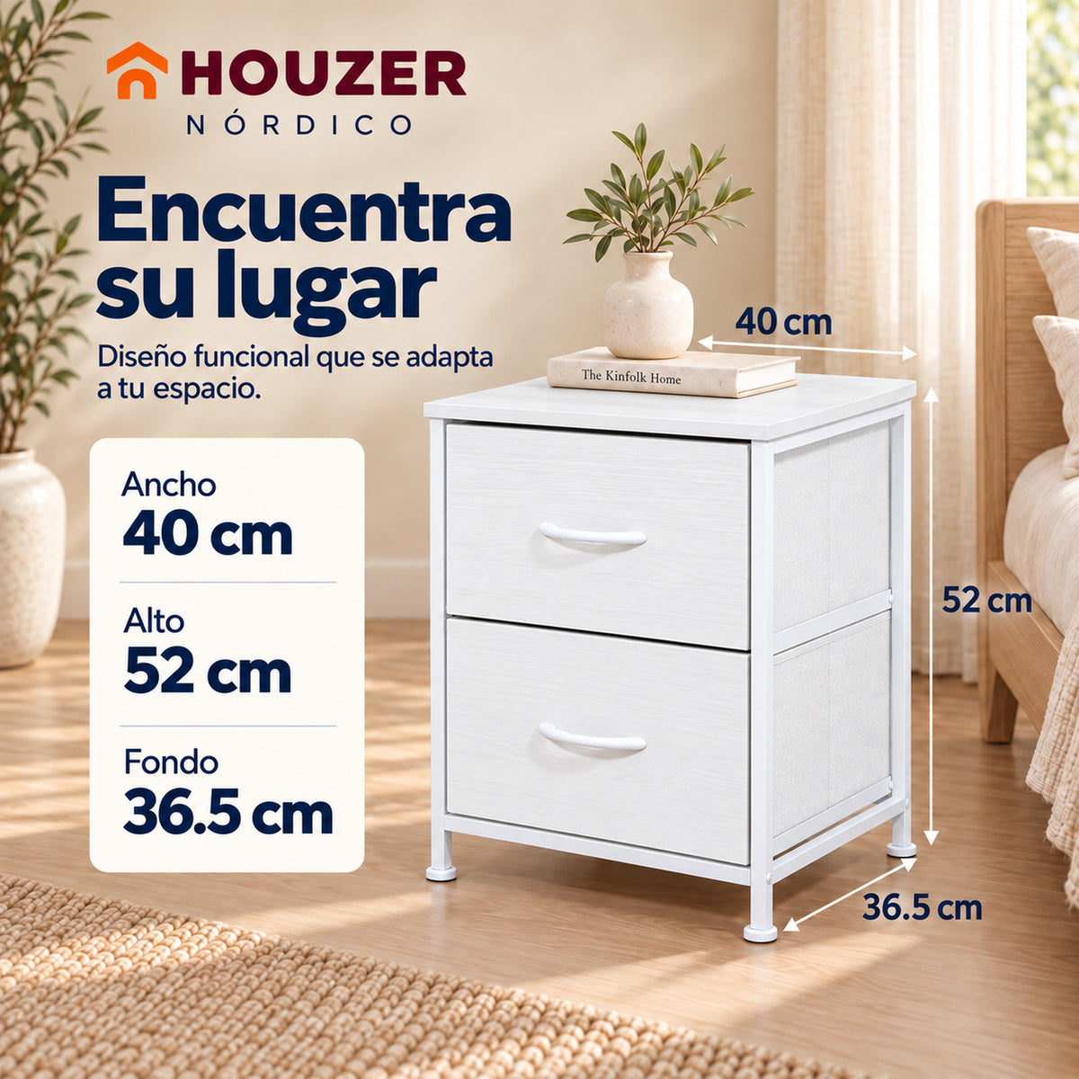 Set De 2 Buros Mesas De Noche 4 Cajones Organizador Acero Nordico