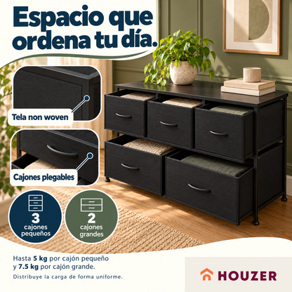 Comoda Cajonera Horizontal 5 Cajones Organizador Acero Volcano