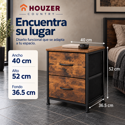 Set De 2 Buros Mesas De Noche 4 Cajones Organizador Acero Country