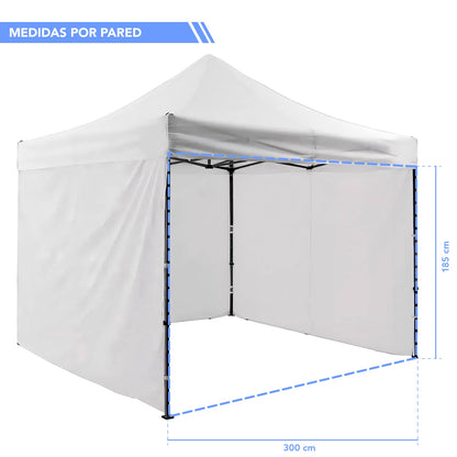 Carpa Paredes Lona 3m X 3m Plegable Impermeable Toldo Color Blanco