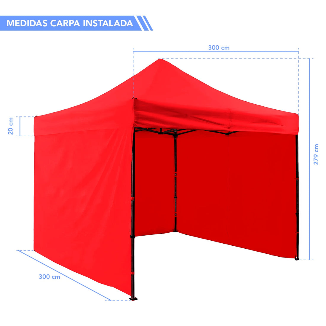 Carpa Paredes Roja Lona 3m X 3m Plegable Toldo Impermeable
