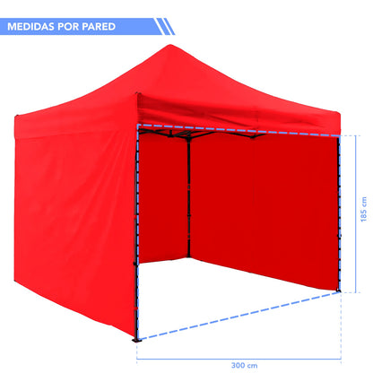 Carpa Paredes Roja Lona 3m X 3m Plegable Toldo Impermeable