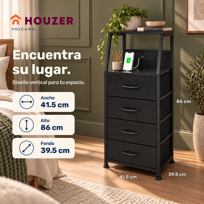Buro Alto Mesa Noche 4 Cajones Organizador Enchufe Electrico Mate Volcano