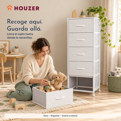 Comoda Cajonera Vertical 5 Cajones Acero Repisa Organizador Nórdico