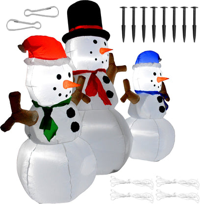 Inflable Navidad 3 Muñecos Nieve 2.30m Exterior Luz Led