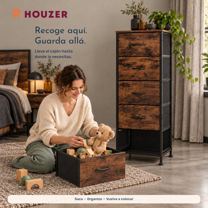 Comoda Cajonera Vertical 5 Cajones Acero Repisa Organizador Country