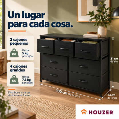 Comoda Cajonera Horizontal 7 Cajones Organizador Recamara Volcano
