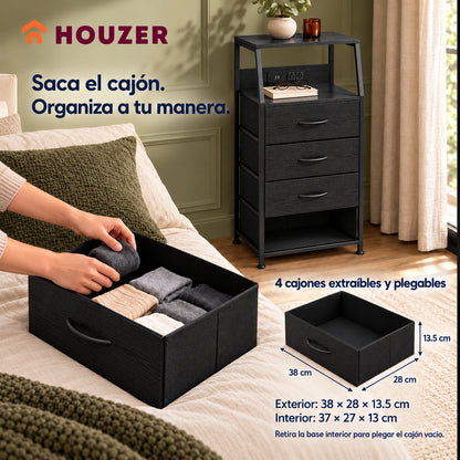 Buro Alto Mesa Noche 4 Cajones Organizador Enchufe Electrico Mate Volcano